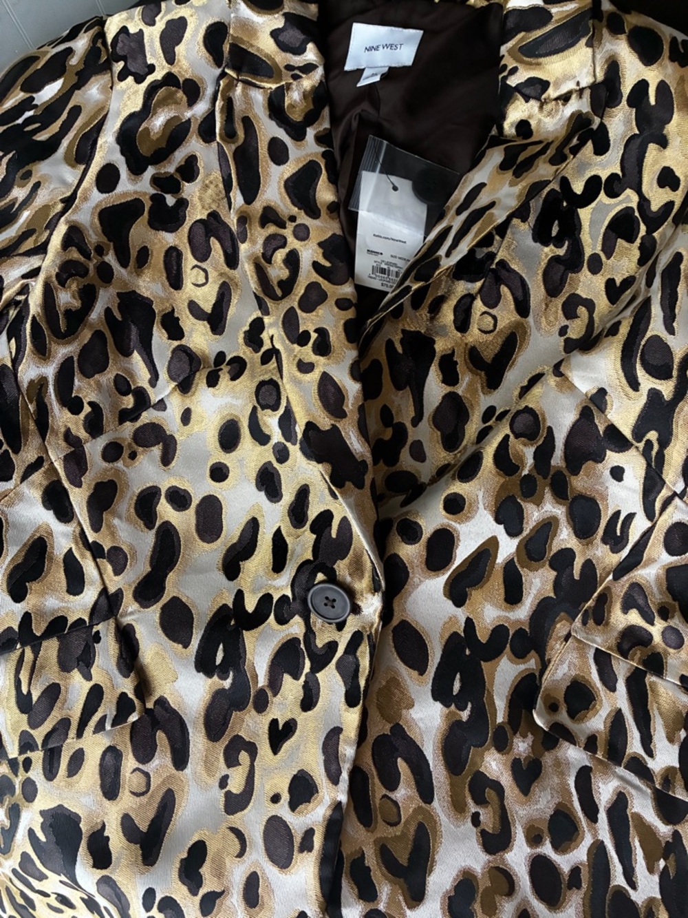 NWT Nine West Gold & Black Cheetah Print Blazer | MSRP $70 | Statement Piece ✨